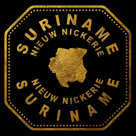 Suriname Nieuw Nickerie Gold Typography Stamp Design