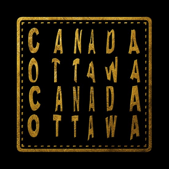 Canada Ottawa Gold Typography Stamp Design