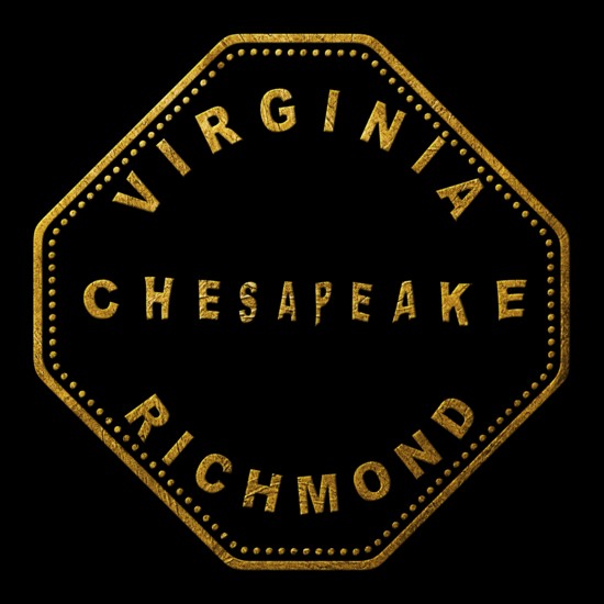 Virginia Chesapeake Gold Typography Stamp Design