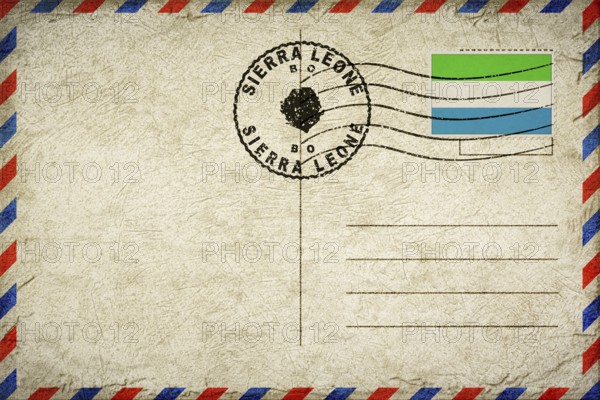 Sierra Leone Bo Vintage Air Mail Envelope with Flag and Postmark