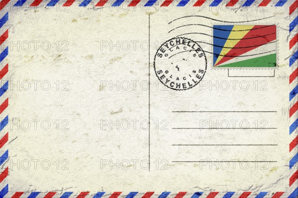 Seychelles Glacis Vintage Air Mail Envelope with Flag and Postmark