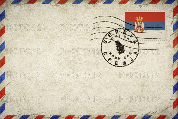 Serbia Novi Sad Vintage Air Mail Envelope with Flag and Postmark