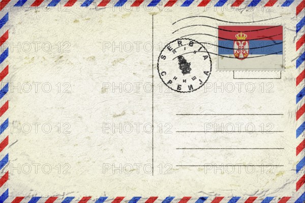 Serbia Nis Vintage Air Mail Envelope with Flag and Postmark