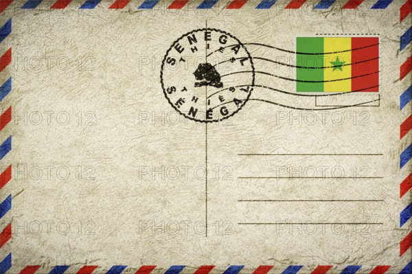 Senegal Thies Vintage Air Mail Envelope with Flag and Postmark