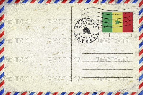 Senegal Kaolack Vintage Air Mail Envelope with Flag and Postmark
