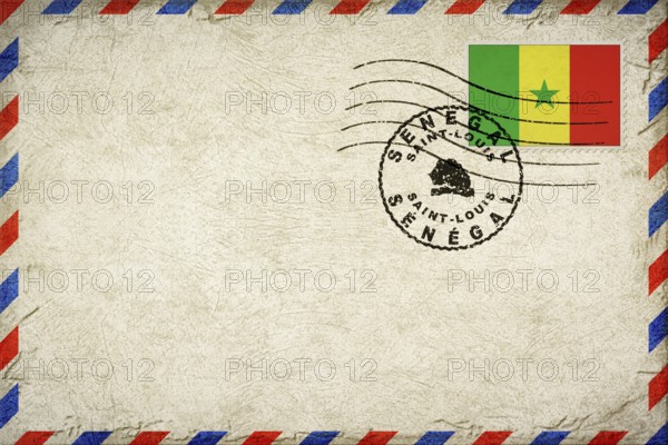 Senegal Saint Louis Vintage Air Mail Envelope with Flag and Postmark