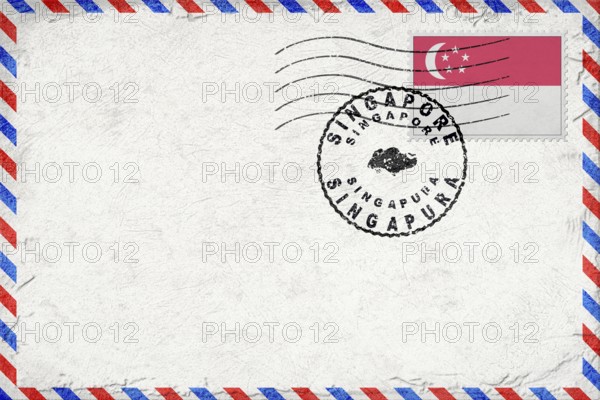 Singapore Singapore Vintage Air Mail Envelope with Flag and Postmark