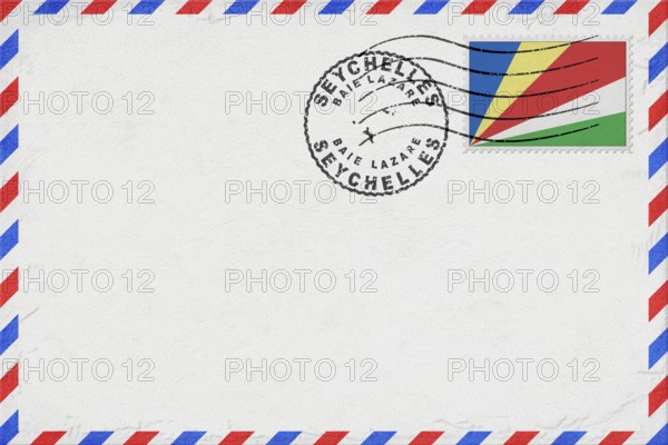 Seychelles Baie Lazare Vintage Air Mail Envelope with Flag and Postmark