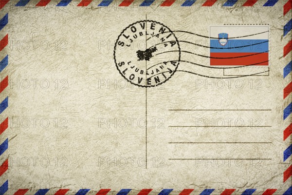 Slovenia Ljubljana Vintage Air Mail Envelope with Flag and Postmark