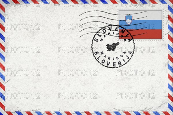 Slovenia Maribor Vintage Air Mail Envelope with Flag and Postmark