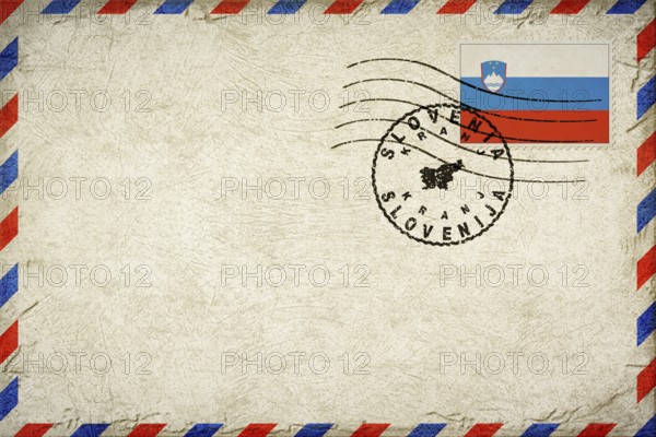 Slovenia Kranj Vintage Air Mail Envelope with Flag and Postmark