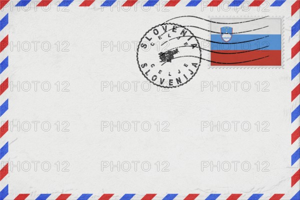Slovenia Celje Vintage Air Mail Envelope with Flag and Postmark