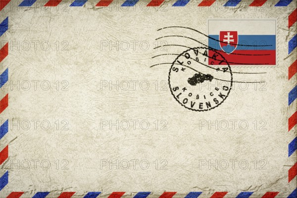 Slovakia Kosice Vintage Air Mail Envelope with Flag and Postmark