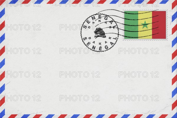 Senegal Dakar Vintage Air Mail Envelope with Flag and Postmark
