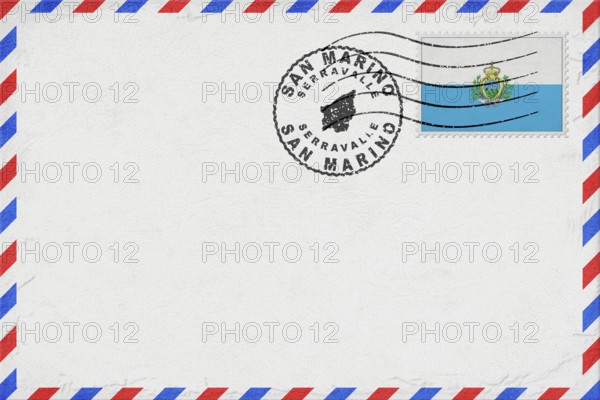 San Marino Serravalle Vintage Air Mail Envelope with Flag and Postmark