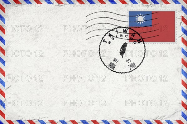 Taiwan Hsinchu Vintage Air Mail Envelope with Flag and Postmark