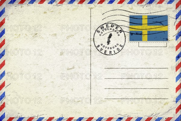 Sweden Gothenburg Vintage Air Mail Envelope with Flag and Postmark
