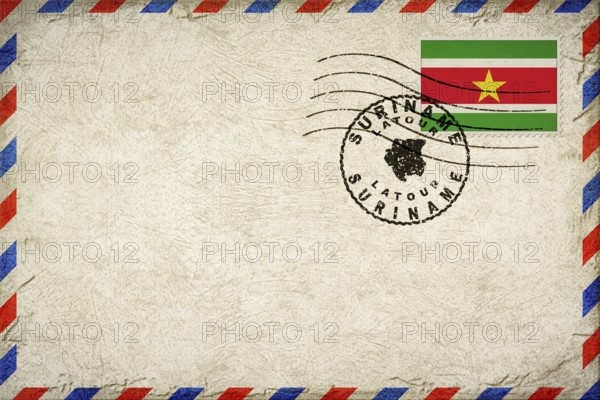 Suriname Latour Vintage Air Mail Envelope with Flag and Postmark