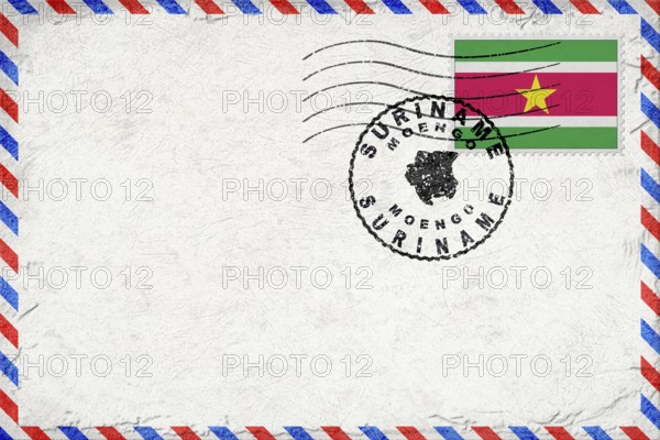 Suriname Moengo Vintage Air Mail Envelope with Flag and Postmark