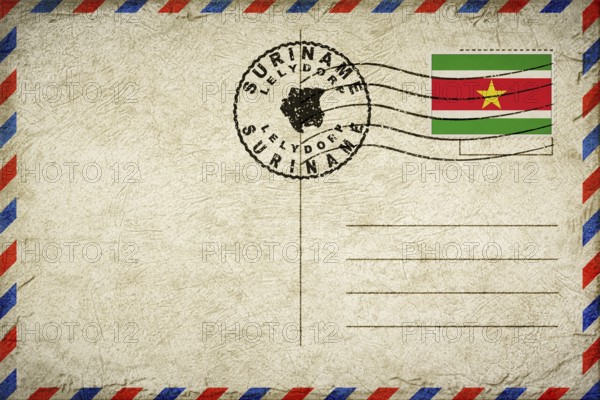 Suriname Lelydorp Vintage Air Mail Envelope with Flag and Postmark