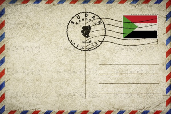 Sudan Kassala Vintage Air Mail Envelope with Flag and Postmark