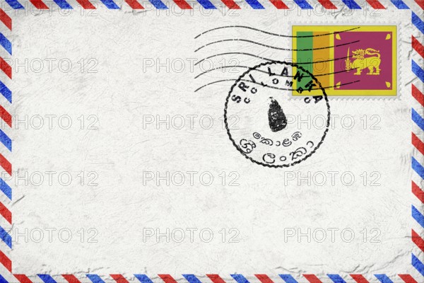 Sri Lanka Colombo Vintage Air Mail Envelope with Flag and Postmark
