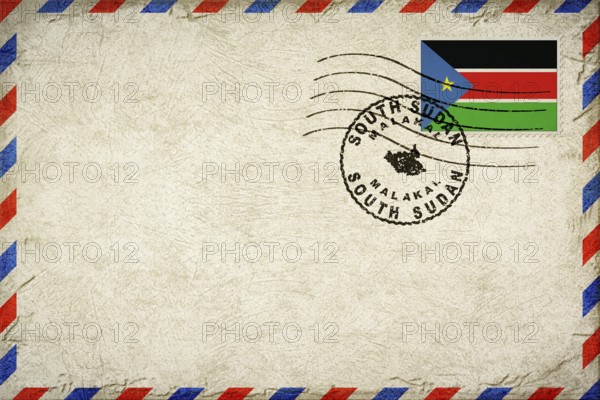 South Sudan Malakal Vintage Air Mail Envelope with Flag and Postmark