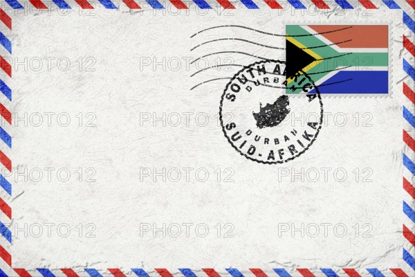 South Africa Durban Vintage Air Mail Envelope with Flag and Postmark