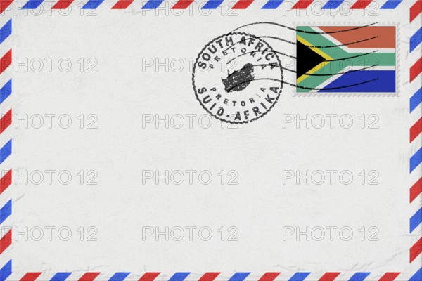 South Africa Pretoria Vintage Air Mail Envelope with Flag and Postmark