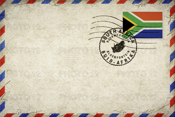 South Africa Bloemfontein Vintage Air Mail Envelope with Flag and Postmark