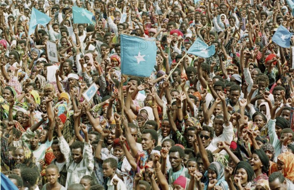 Somalia, Mogadishu, 01.07.1993 Demonstration participant.
