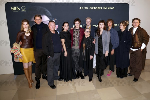 Katharina Stark, Sebastian Schwarz, Peter Kurth, Carola Schuler, Idan Weiss, Agnieszka Holland, Jan Budar, Gesa Schermuly, guest, Emma Smetana and Aaron Friesz, Franz K German premiere, by Agnieszka Holland, Delphi Filmpalast, Berlin, 16.10.2025