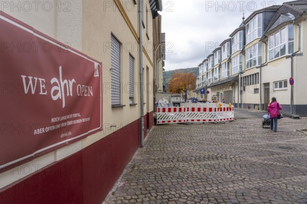 Reconstruction in the Ahr Valley, after the flood of July 2021, advertising for the Ahr Valley, slogan We Ahr Open, old town of Ahrweiler, Rhineland-Palatinate