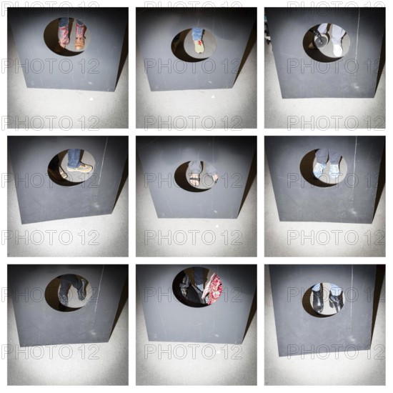 DEU Germany Germany Berlin View through a round opening of a voting booth in Schöneberg City Hall during absentee voting