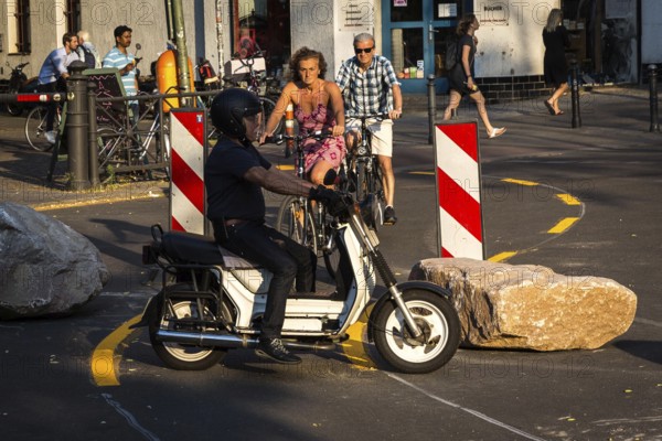 DEU Germany Germany Berlin Boulders placed on Bergmannstraße by order of the district office should contribute to traffic relief and prevent cars from parking