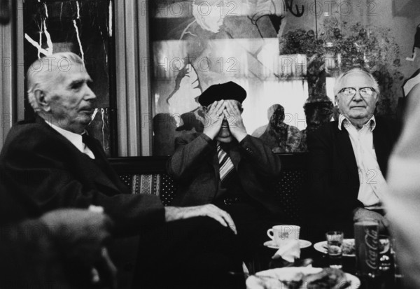 BIH, Bosnia, Tuzla, 05.10.2005, Old men having schnapps and coffee