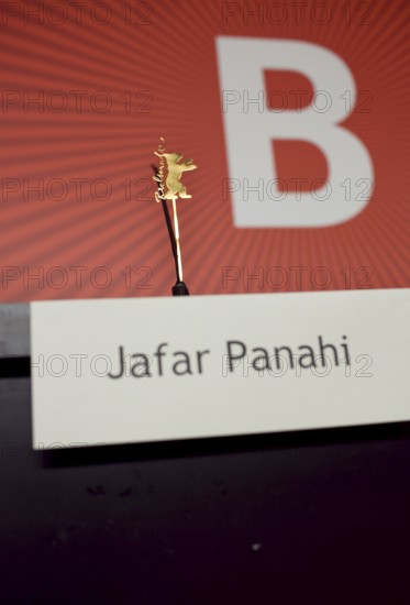 DEU, Germany, Berlin The empty seat of Iranian director Jafar Panahi, a member of the Berlinale jury, during a press conference. Germany Berlin The deserted seat of Iranian filmmaker Jafar Panahi a press conference