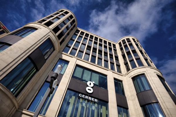 Exterior view of Das Gerber shopping center, Logo, Stuttgart, Baden-Württemberg, Germany