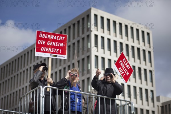 DEU Germany Germany Berlin Campact protest against data collection, espionage and surveillance in front of the new headquarters of the Federal Intelligence Service