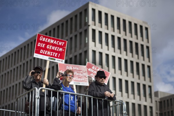 DEU Germany Germany Berlin Campact protest against data collection, espionage and surveillance in front of the new headquarters of the Federal Intelligence Service
