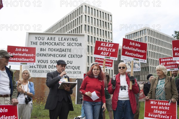 DEU Germany Germany Berlin Campact protest against data collection, espionage and surveillance in front of the new headquarters of the Federal Intelligence Service