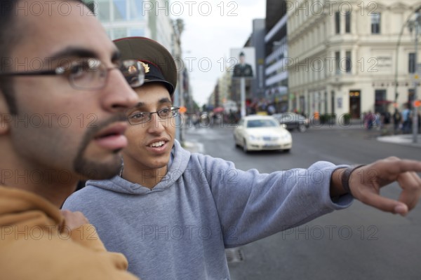 DEU Germany Germany Berlin tourists at Checkpoint Charlie