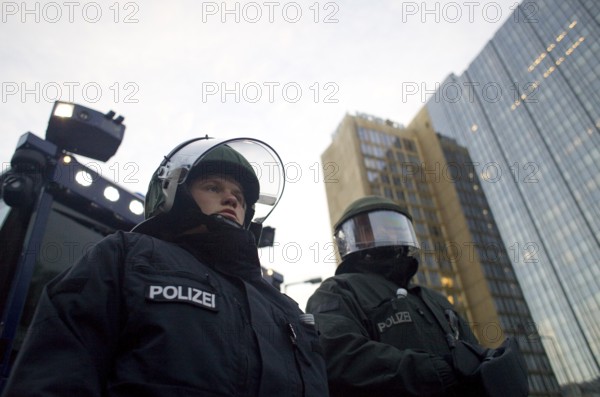 GERMANY Police close Rudi-Dutschke-Straße in front of the Springer Hochaus during the May 1st rally. Germany Berlin Police Blocks a Street in Front of the Springer Headquarters During the May Day Protest