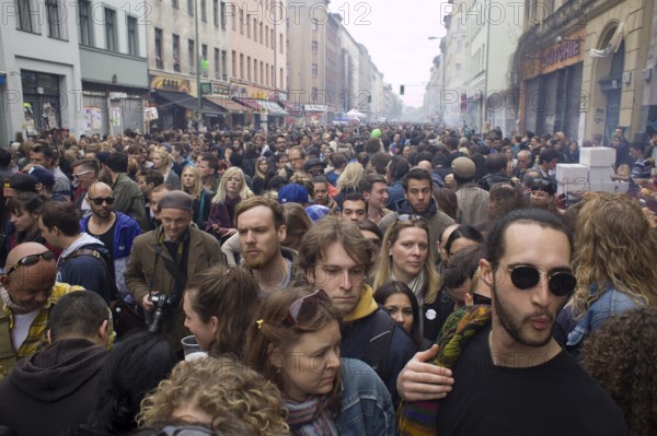 GERMANY Visitors to myfest to kick off the May 1st rally on Oranienstraße. Germany Berlin People strolling at Oranienstraße during the May Day Protest
