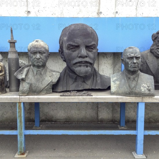 DEU Germany Germany Flensburg Sculptures made of bronze and other metals of the 'heroes from bygone days' are stored on the site of the metal processing company Norddschrott. The company, which specializes in recycling scrap metal, presents the found objects in the entrance area of its depot