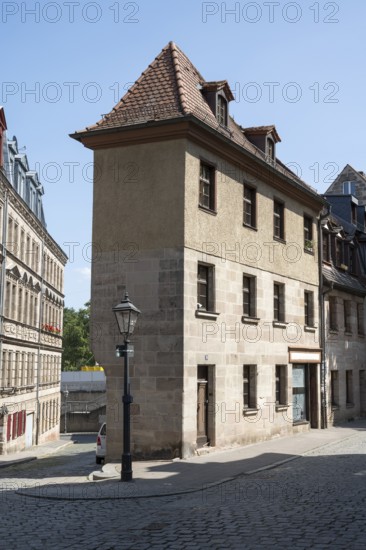 Narrow house in the old town, Fürth, Middle Franconia, Franconia, Bavaria, Germany