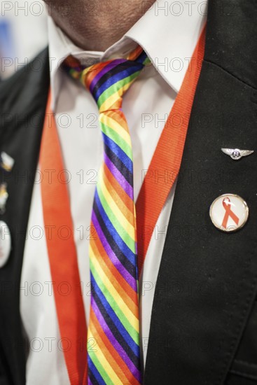 DEU Germany Germany Berlin International Tourism Exchange ITB. Man with rainbow tie