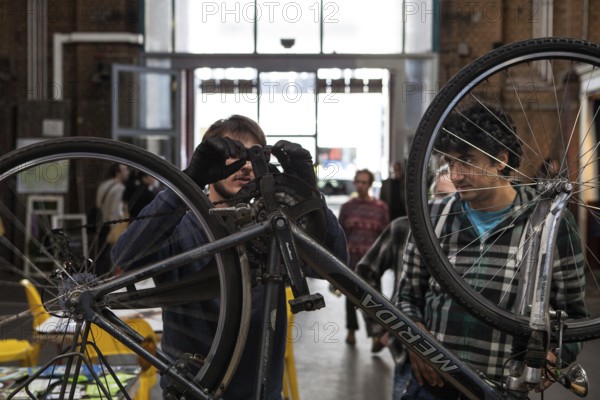 DEU Germany Germany Berlin Citizen Art Days by the artist group 'Parallel Worlds at Markthalle Neun in Berlin-Kreuzberg with a focus on post-growth economics