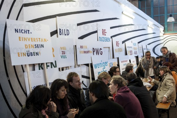 DEU Germany Germany Berlin Citizen Art Days by the artist group 'Parallel Worlds at Markthalle Neun in Berlin-Kreuzberg with a focus on post-growth economics
