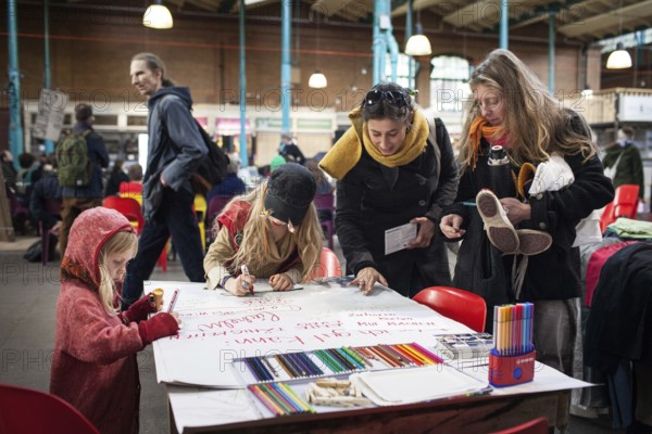 DEU Germany Germany Berlin Citizen Art Days by the artist group 'Parallel Worlds at Markthalle Neun in Berlin-Kreuzberg with a focus on post-growth economics